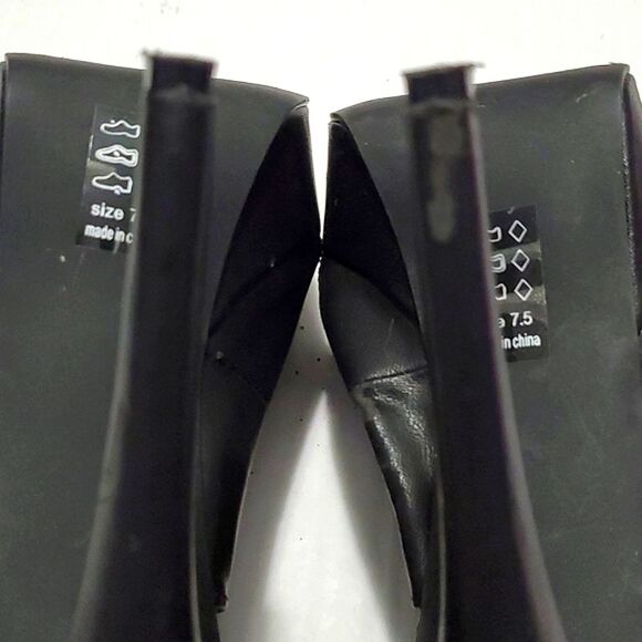 Michael Antonio Black Leather Crossed Party Event Stiletto Heels 7.5 - Picture 12 of 14